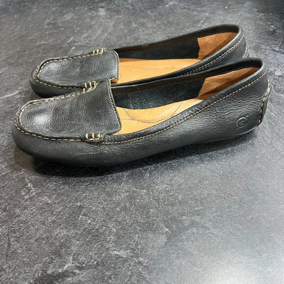 Born W 9 Slip On Classic Style Leather Driving Moccasin Loafers Comfort Black - Picture 2 of 9